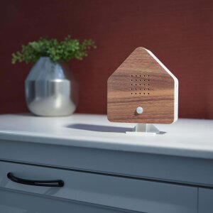 Naturgeräuschebox Vogel Gesang Vogelzwitscher Box Bewegungsmelder Vogelgeräusche - Buchenholz / Haus