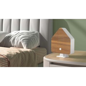 Naturgeräuschebox Vogel Gesang Vogelzwitscher Box Bewegungsmelder Vogelgeräusche - Buchenholz / Haus