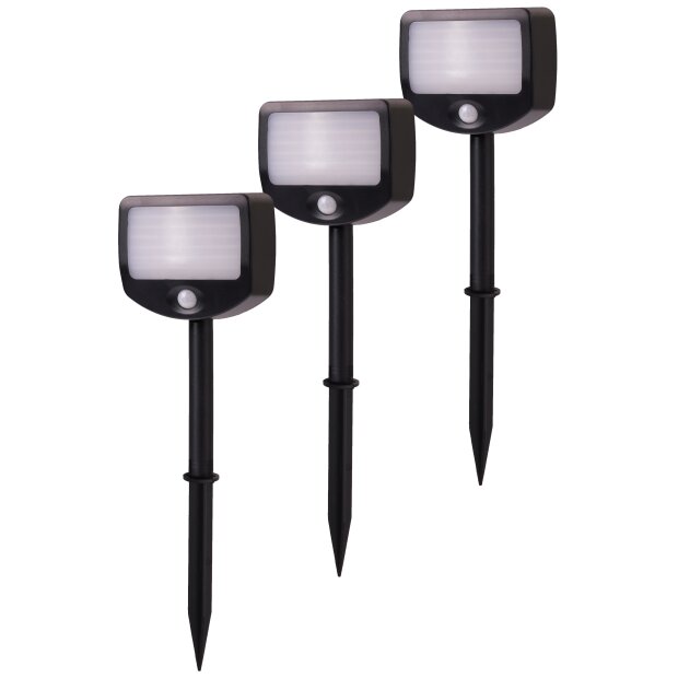 LED Batterie Strahler Fluter Sicherheitsleuchte 3er Set mit Funk-Aktivierung Bewegungsmelder