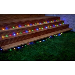 LED Lichterschlauch Solar LED-Kette mit Solar Panel100 LEDs Multicolor ca. 7,5 m lang
