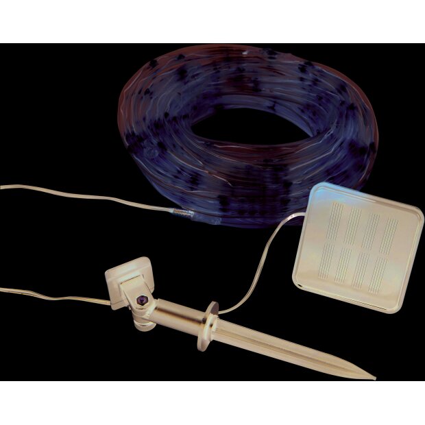 LED Lichterschlauch Solar LED-Kette mit Solar Panel 100 LEDs Warmweiß ca. 7,5 m lang