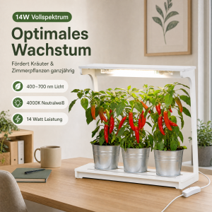 Northpoint LED Pflanzenleuchte 14W Vollspektrum 4000K mit 16h Timer - Stecksystem Wachstumsleuchte