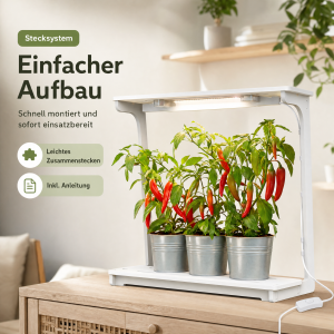 Northpoint LED Pflanzenleuchte 14W Vollspektrum 4000K mit 16h Timer - Stecksystem Wachstumsleuchte