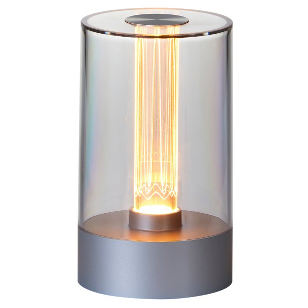Northpoint LED Akku Design Tischlampe Tischleuchte mit Glühdraht 1800mAh Silber