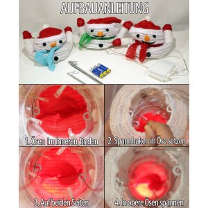 LED Weihnachtsfiguren Schneemann Set mit 45 LEDs Timer Batteriebetriebene - 3er Set Schneemann