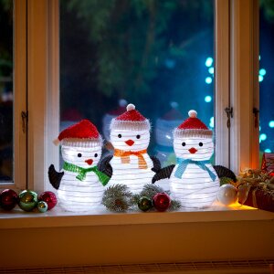 LED Pinguin Weihnachtsfiguren Figuren Set 45 LEDs Timer Batteriebetrieben Winter - 3er Set Pinguin