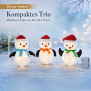 LED Pinguin Weihnachtsfiguren Figuren Set 45 LEDs Timer Batteriebetrieben Winter - 3er Set Pinguin
