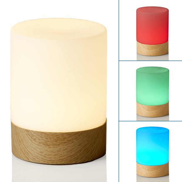 Northpoint LED Outdoor Tischlampe mit integriertem Akku verschiedene Farben Holz warmweiß