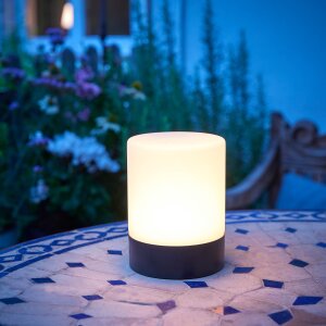 LED Outdoor Tischlampe mit integriertem Akku verschiedene Farben Schwarz Matt warmweiß