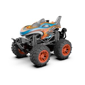 Ferngesteuerte Autos Monstertruck Hai Orange Spielzeug LED Licht echter Rauch Fernbedienung
