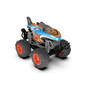 Ferngesteuerte Autos Monstertruck Hai Orange Spielzeug LED Licht echter Rauch Fernbedienung