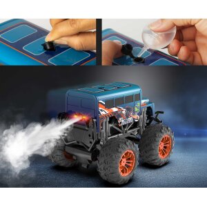 Ferngesteuerte Autos Monstertruck Hai Orange Spielzeug LED Licht echter Rauch Fernbedienung