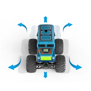Ferngesteuerte Autos Monstertruck Bus Blau Spielzeug LED Licht echter Rauch Fernbedienung