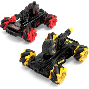 Ferngesteuerter RC Panzer Tank Spielzeug Zweier-Set mit authentischen Qualm und LED Duell-Modus 360°