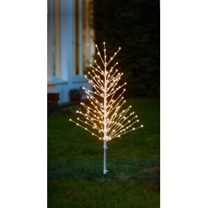 LED Lichtbaum Weiß 120cm mit 200 warmweißen LEDs | Timer | IP44 spritzwassergeschützt | Deko In- &