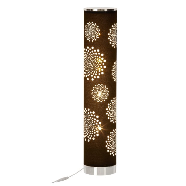Northpoint LED Lichtsäule Stehlampe in Grau mit samtiger Textil Oberfläche und Stanzmuster Höhe ca. 64cm RGB und warmweißes Licht stufenlos dimmbar