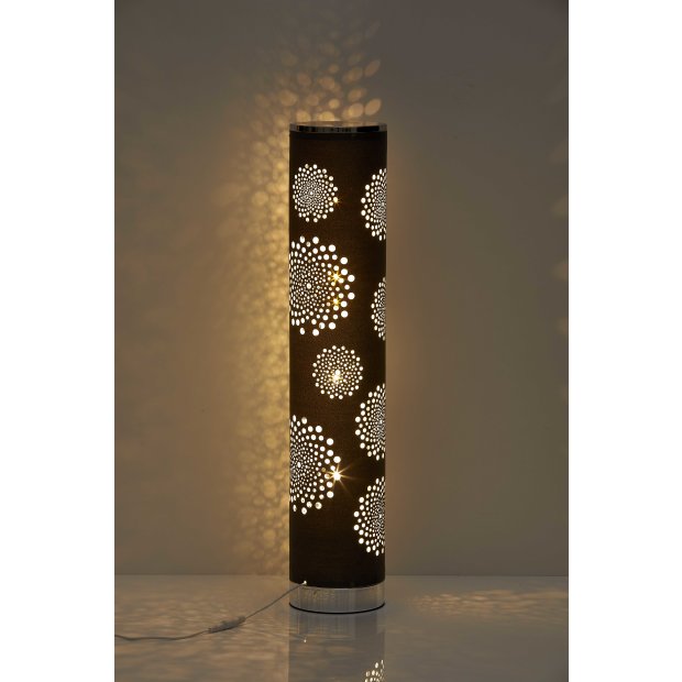 LED Stehlampe Lichtsäule mit samtiger Textil Oberfläche und Stanzmuster Höhe ca 64cm warmweißes Licht stufenlos dimmbar Anthrazit Pusteblume 