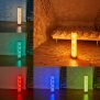 Northpoint LED Lichtsäule Stehlampe in Creme mit samtiger Textil Oberfläche und Stanzmuster Höhe ca. 64cm RGB und warmweißes Licht stufenlos dimmbar
