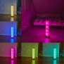 Northpoint LED Lichtsäule Stehlampe in Rosa mit samtiger Textil Oberfläche und Stanzmuster Höhe ca. 64cm RGB und warmweißes Licht stufenlos dimmbar