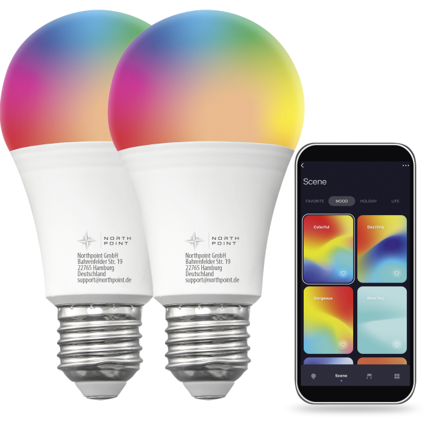 LED Smarte Glühbirne E27 9W 800lm Warmweiß Kaltweiß Bunt WLAN Tuya Smarthome 2 Stück - 2xE27