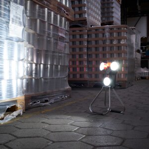 LED Baustrahler Arbeitsstrahler 1000 Lumen mit 4000mAh Akku integrierte rote Warnleuchte inkl. 12V
