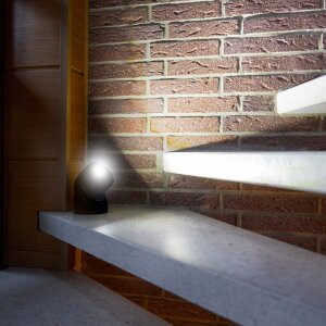 LED Batterie Spot Strahler Flutlicht mit Bewegungsmelder und Erdspieß 5000K neutralweiß - Schwarz