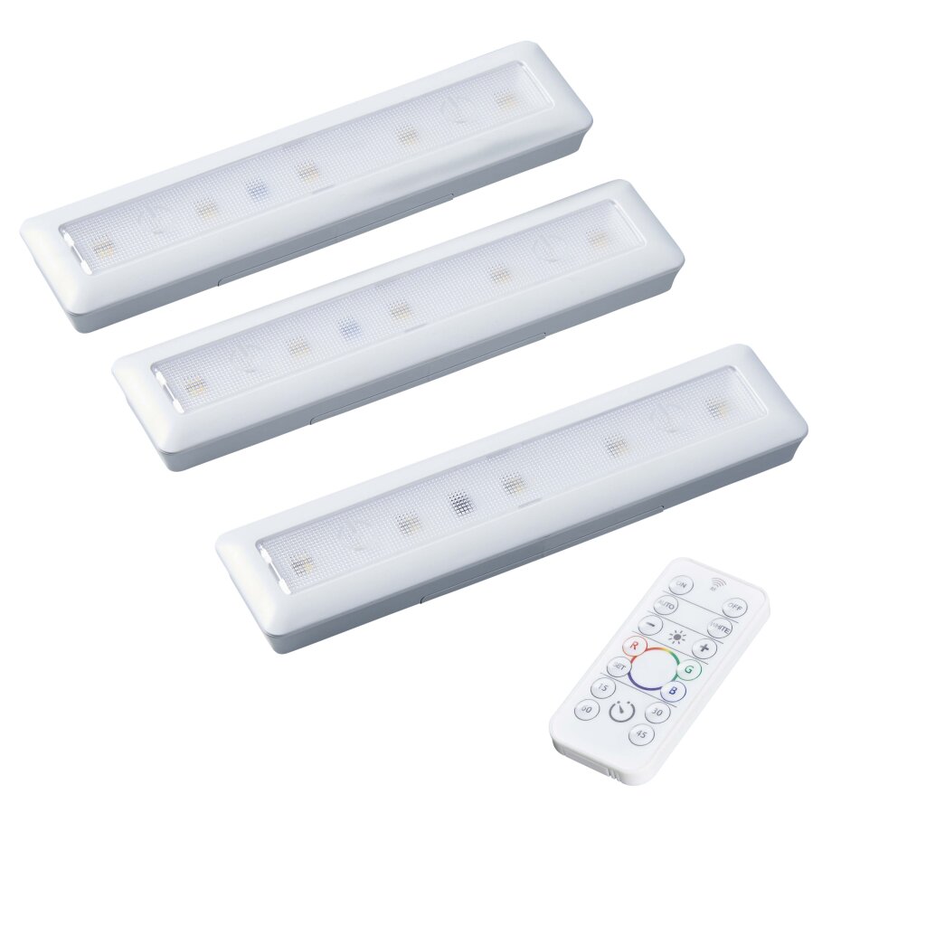LED Lichtleiste Schranklicht RGBW 3er-Set Dimmbar mit Timerfunktion