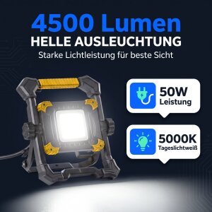 LED Baustrahler Arbeitsstrahler 50W 5000K...