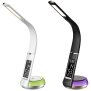 LED Schreibtischlampe Tischlampe wireless Charging Leder Optik mit drahtloser QI-Ladestation Touch