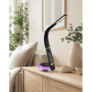 LED Schreibtischlampe Tischlampe Wireless Charger Leder...