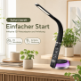 LED Schreibtischlampe Tischlampe Wireless Charger Leder Optik mit drahtloser - Schwarz