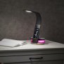 Northpoint LED Schreibtischlampe Tischlampe Wireless Charger Leder Optik mit drahtloser QI-Ladestation Touch Dimmbar wahlweise Warmweiß Kaltweiß angenehme Mood Beleuchtung integrierter Uhr / Temperaturanzeige Schwarz