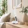 LED Schreibtischlampe Tischlampe wireless Charger Leder Optik mit drahtloser QI-Ladestation - Weiß