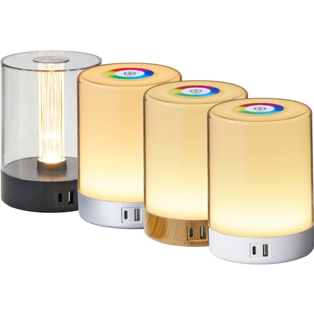 LED Tischleuchte Tischlampe mit Touch-Taste Dimmfunktion Farbwechsel Ladeports Memoryfunktion