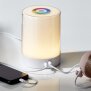 LED Tischleuchte Tischlampe in Weiß mit Touch-Taste Dimmfunktion Farbwechsel Ladeports