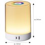 LED Tischleuchte Tischlampe in Weiß mit Touch-Taste Dimmfunktion Farbwechsel Ladeports