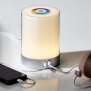 LED Tischleuchte Tischlampe in Silber mit Touch-Taste Dimmfunktion Farbwechsel Ladeports