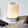 Northpoint LED Tischleuchte Tischlampe in Silber mit Touch-Taste Dimmfunktion Farbwechsel Ladeports Memoryfunktion Abschaltautomatikfinktion