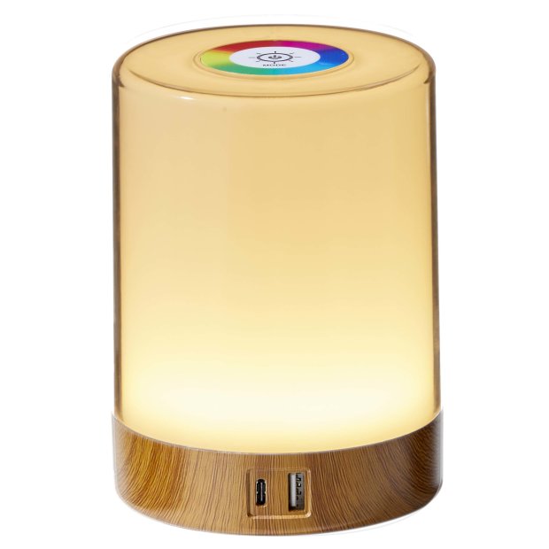 Northpoint LED Tischleuchte Tischlampe in Holzoptik mit Touch-Taste Dimmfunktion Farbwechsel Ladeports Memoryfunktion Abschaltautomatikfinktion
