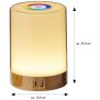 LED Tischleuchte Tischlampe in Holzoptik mit Touch-Taste Dimmfunktion Farbwechsel Ladeports