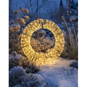 XXL LED Lichtkranz in Gold 1000 Micro LEDs 50cm Durchmesser, mit Timerfunktion, für Innen