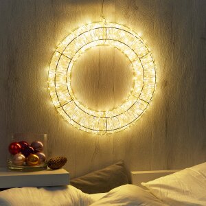 XXL LED Lichtkranz in Gold 1000 Micro LEDs 50cm Durchmesser, mit Timerfunktion, für Innen