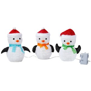 B-Ware LED Weihnachtsfiguren mit integriertem Timer 3er Set Pinguin