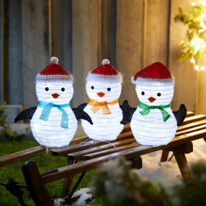 B-Ware LED Weihnachtsfiguren mit integriertem Timer 3er Set Pinguin