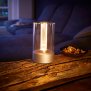 B-Ware Northpoint LED Akku Design Tischlampe Tischleuchte mit Glühdraht 1800mAh Silber