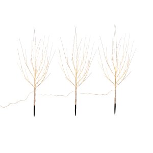 LED Sträucher Birkenoptik Weihnachtsdeko Outdoor | 3X 32 warmweiße LEDs | 85cm hoch | elastische