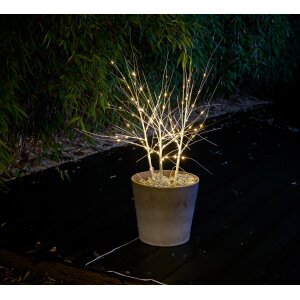 LED Sträucher Birkenoptik Weihnachtsdeko Outdoor | 3X 32 warmweiße LEDs | 85cm hoch | elastische