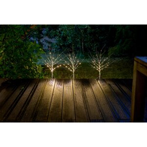 LED Sträucher Birkenoptik Weihnachtsdeko Outdoor | 3X 32 warmweiße LEDs | 85cm hoch | elastische