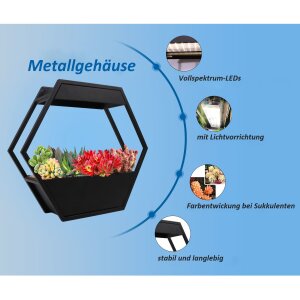 Design LED Pflanzenlampe Pflanzenleuchte Kräutergarten Innengarten Gewächslampe Metallgestell 12W