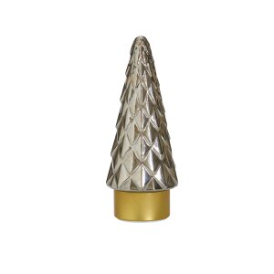 LED Winterglas Dekoration Tannenbaum in Grau mit...